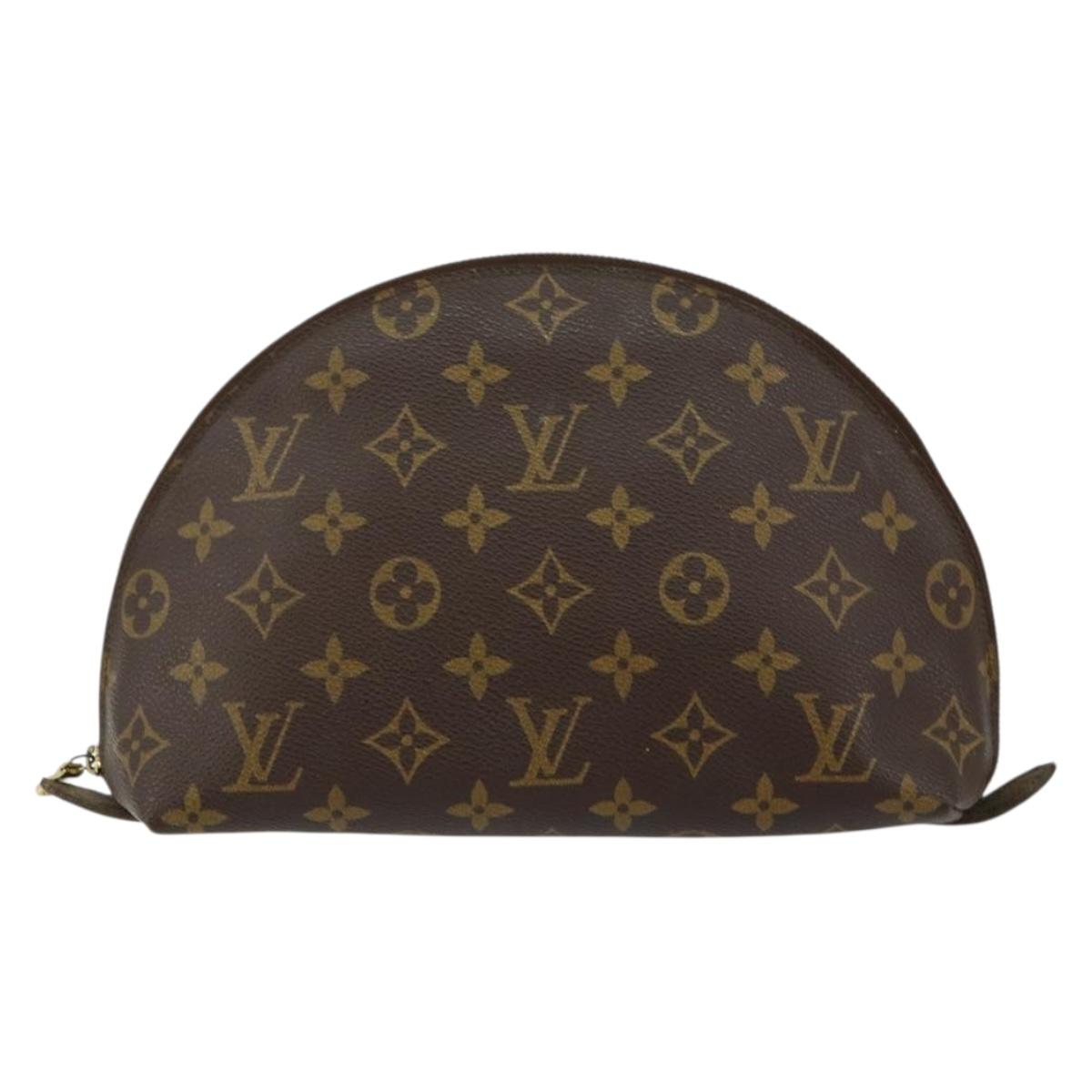 LOUIS VUITTON Monogram Trousse Demi Ronde Cosmetic Pouch M47520 LV Auth BA6539