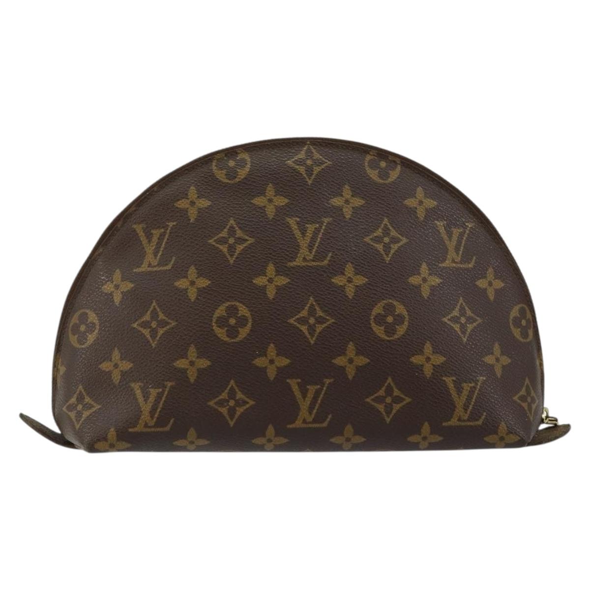 LOUIS VUITTON Monogram Trousse Demi Ronde Cosmetic Pouch M47520 LV Auth BA6539