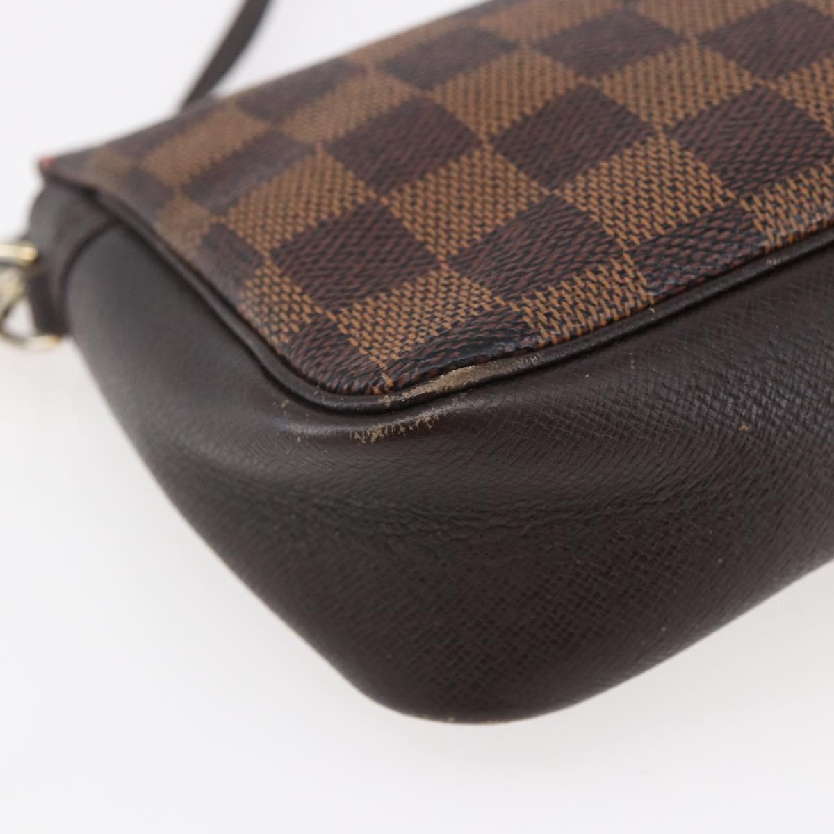 LOUIS VUITTON Damier Ebene Trousse Makeup Pouch N51982 LV Auth BA6543