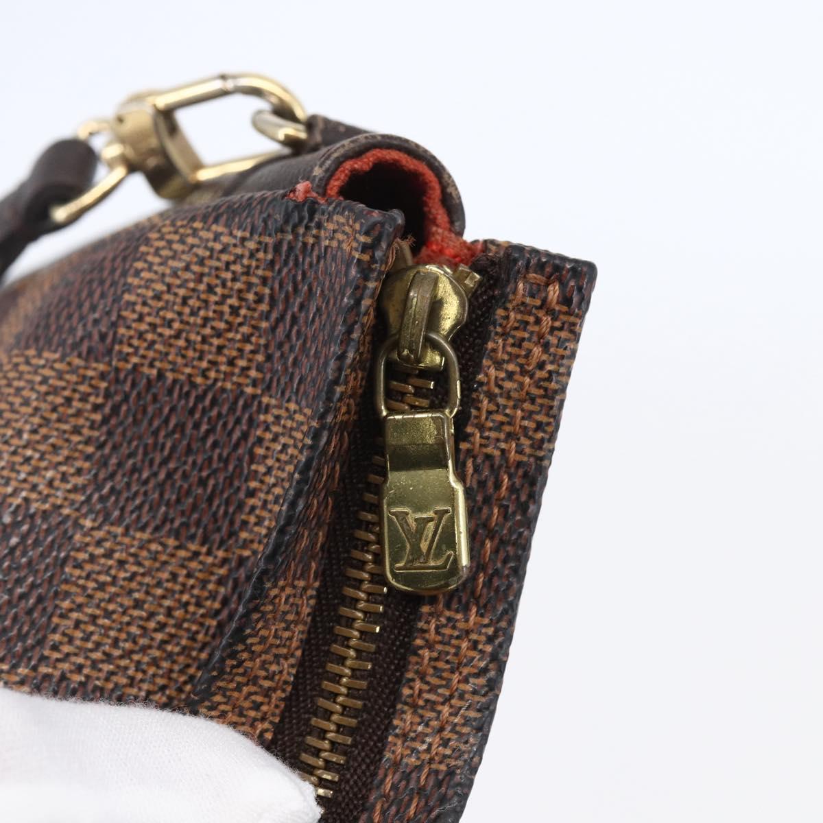 LOUIS VUITTON Damier Ebene Trousse Makeup Pouch N51982 LV Auth BA6543