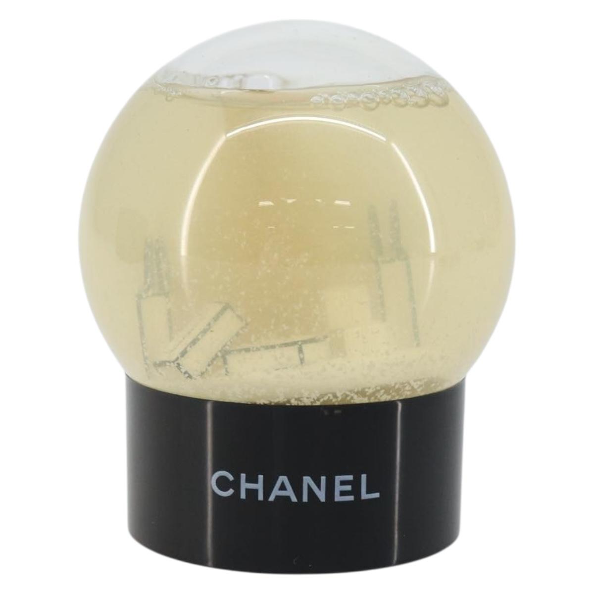 CHANEL Snow Globe Glass Clear CC Auth BA6546