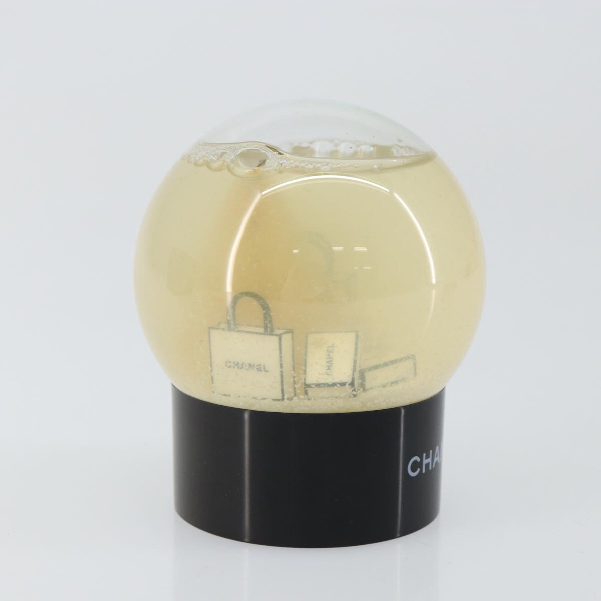 CHANEL Snow Globe Glass Clear CC Auth BA6546