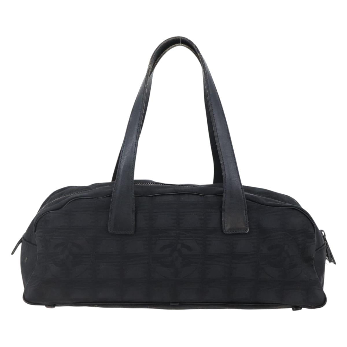 CHANEL New Travel Line Hand Bag Nylon Black CC Auth BA6547