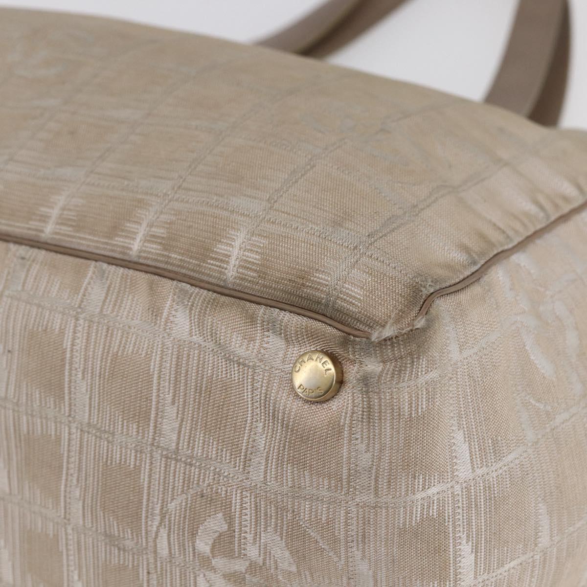 CHANEL New Travel Line Tote Bag Nylon Pink Silver CC Auth BA6548