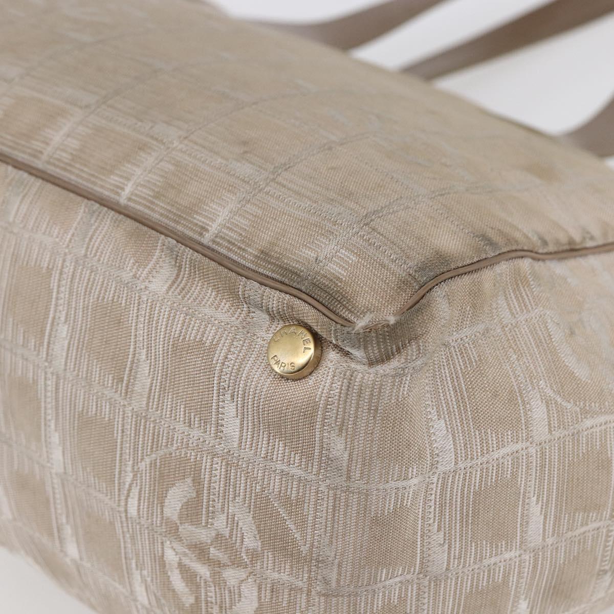 CHANEL New Travel Line Tote Bag Nylon Pink Silver CC Auth BA6548