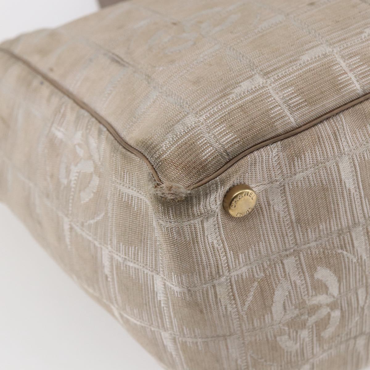 CHANEL New Travel Line Tote Bag Nylon Pink Silver CC Auth BA6548