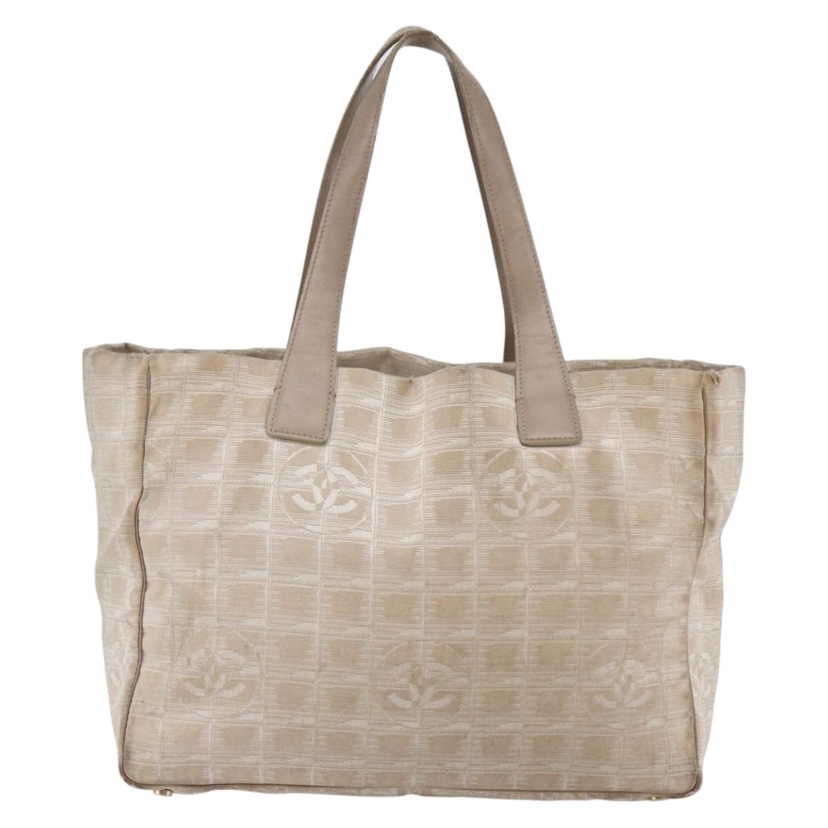 CHANEL New Travel Line Tote Bag Nylon Pink Silver CC Auth BA6548