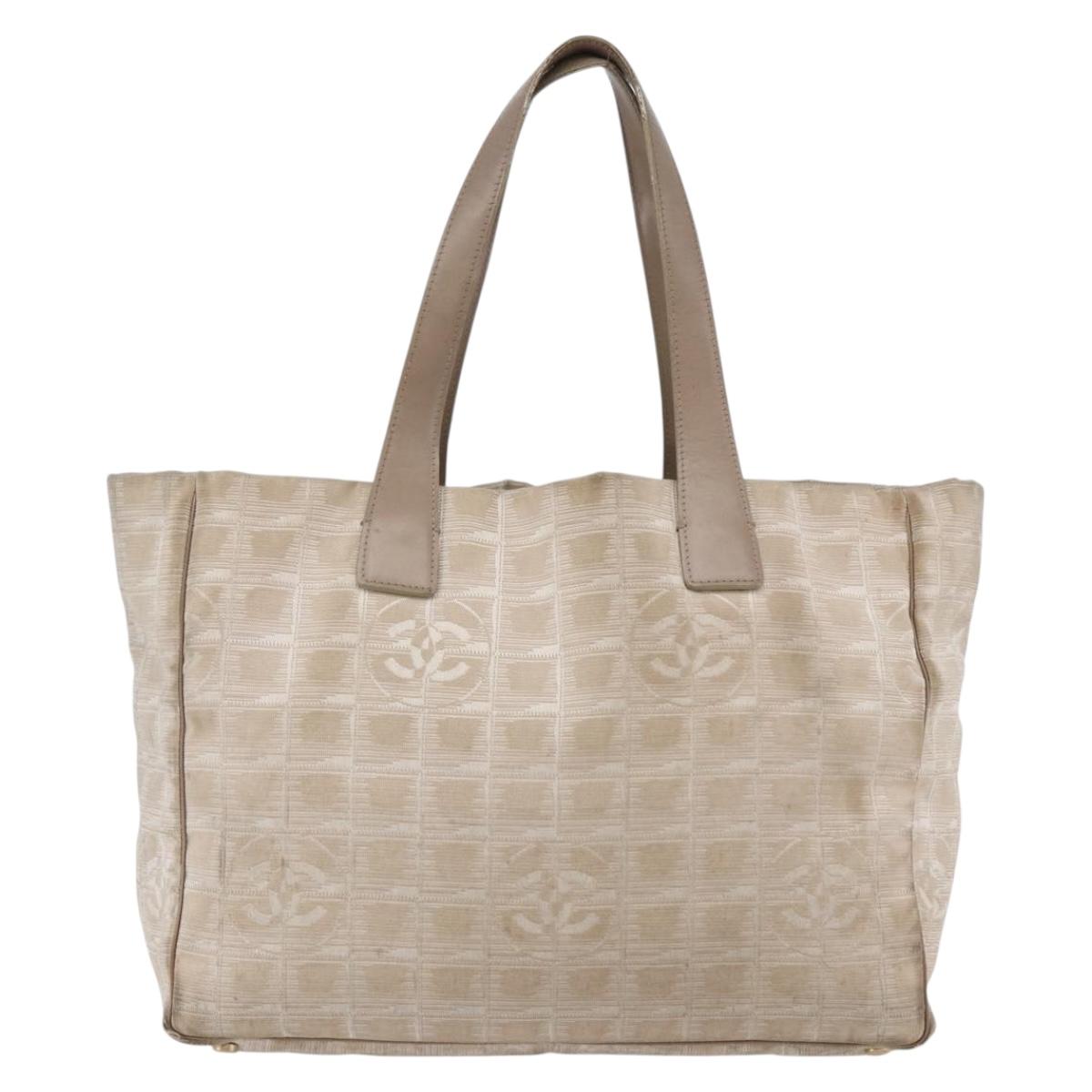 CHANEL New Travel Line Tote Bag Nylon Pink Silver CC Auth BA6548