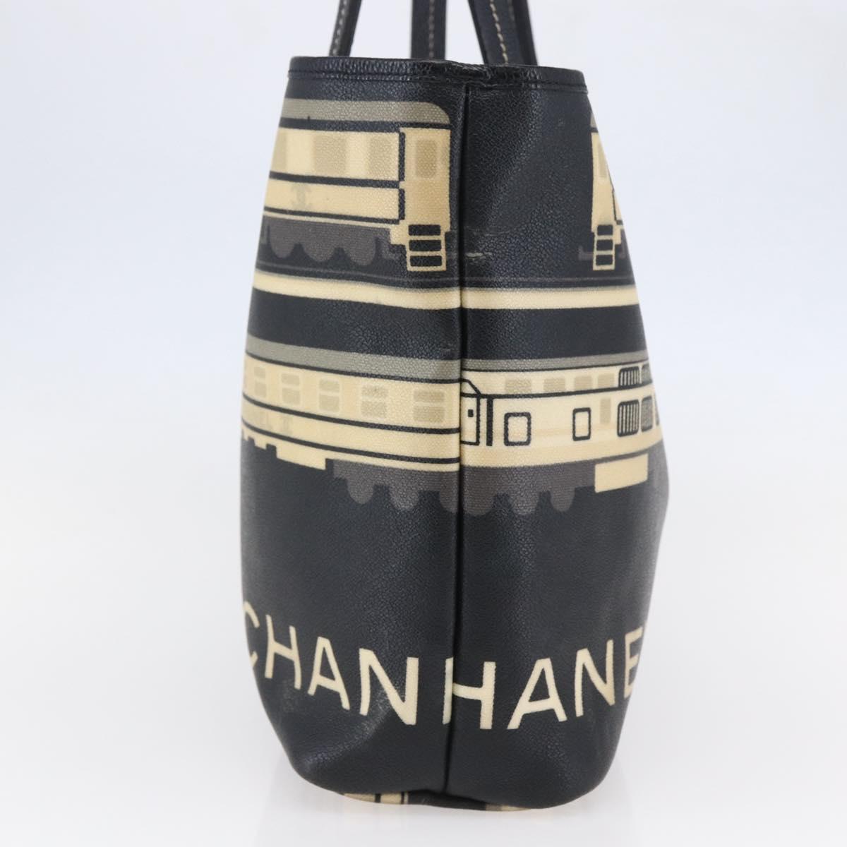 CHANEL Central Station Tote Bag PVC Canvas Black Silver CC Auth BA6549