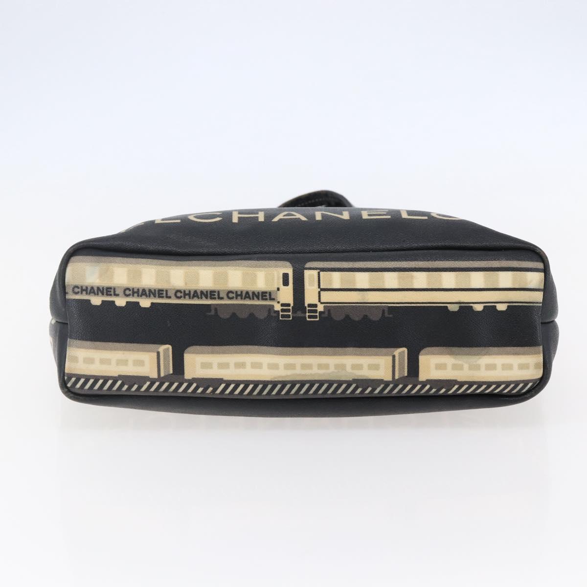 CHANEL Central Station Tote Bag PVC Canvas Black Silver CC Auth BA6549