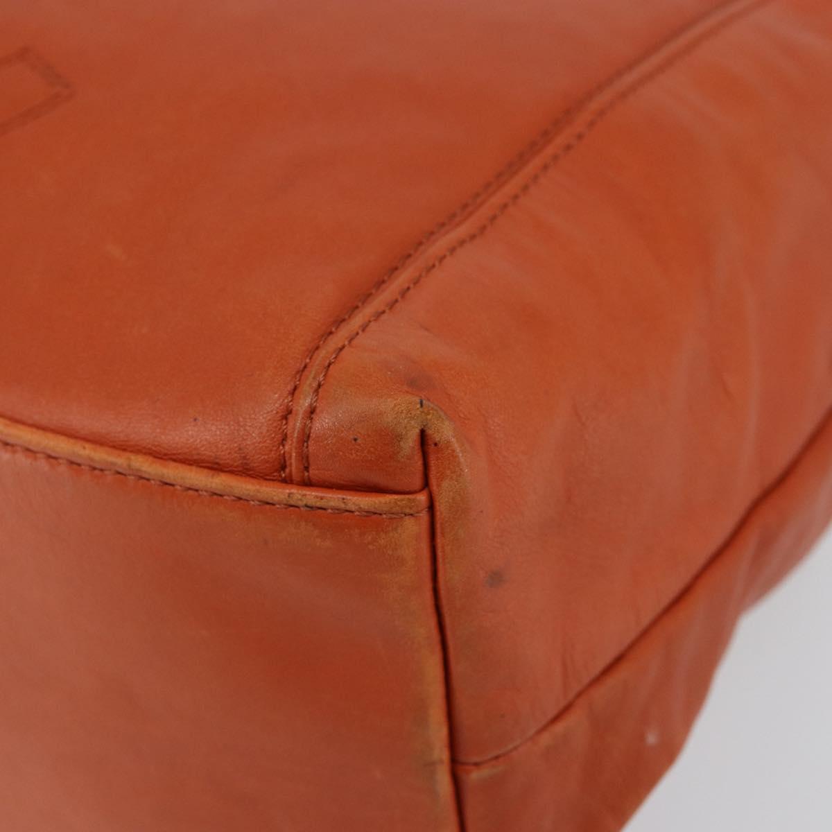 CHANEL COCO Mark Shoulder Bag Leather Orange CC Auth BA6550