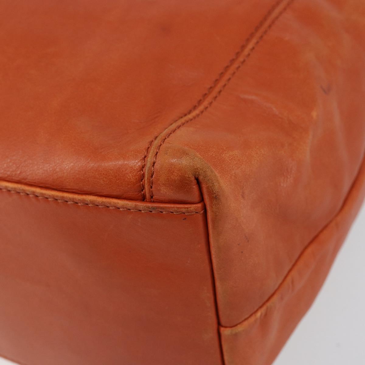 CHANEL COCO Mark Shoulder Bag Leather Orange CC Auth BA6550