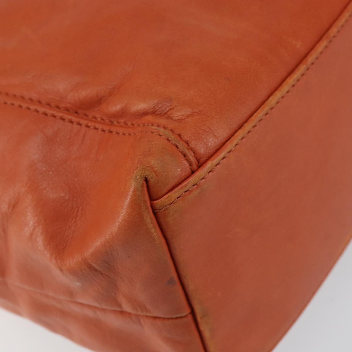 CHANEL COCO Mark Shoulder Bag Leather Orange CC Auth BA6550