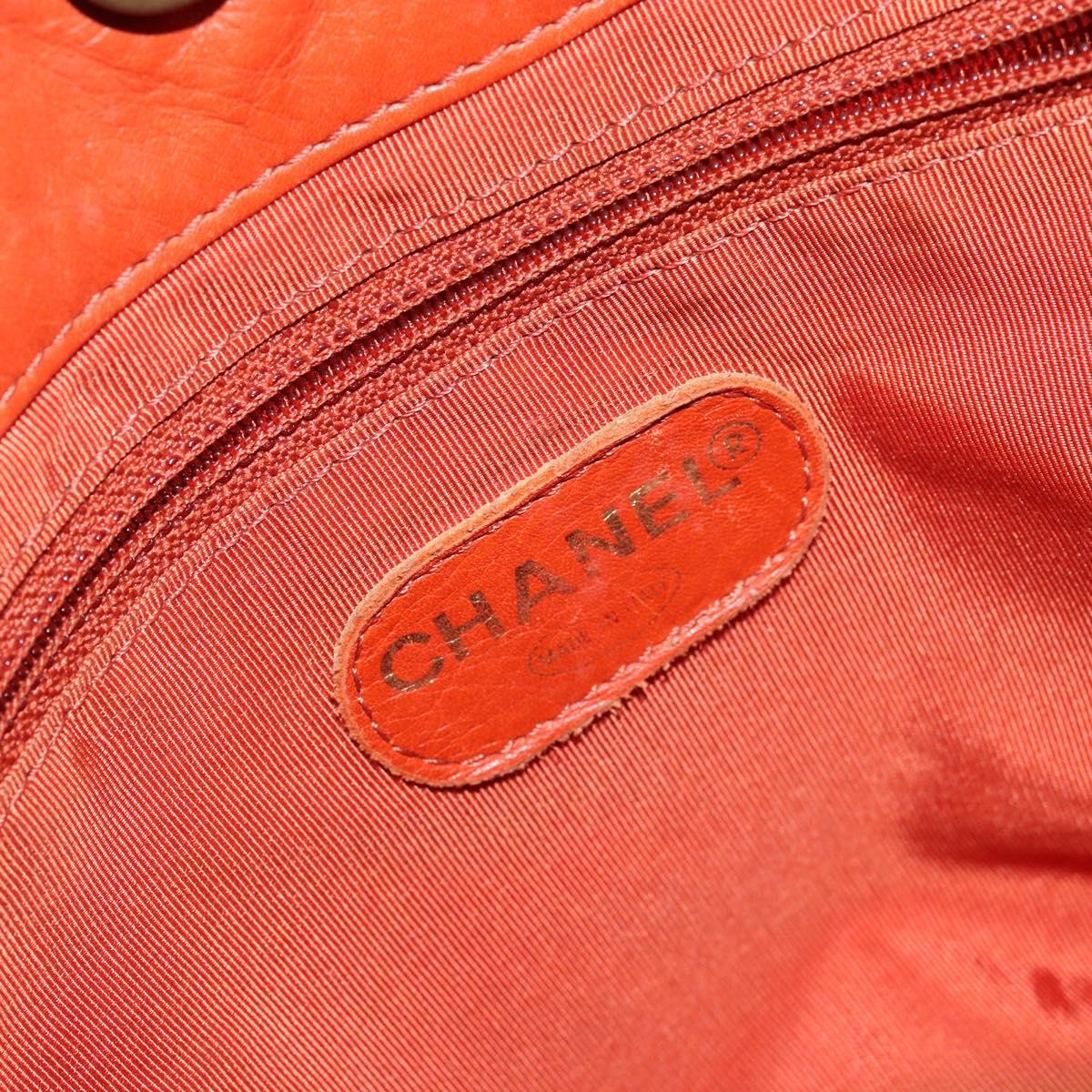 CHANEL COCO Mark Shoulder Bag Leather Orange CC Auth BA6550