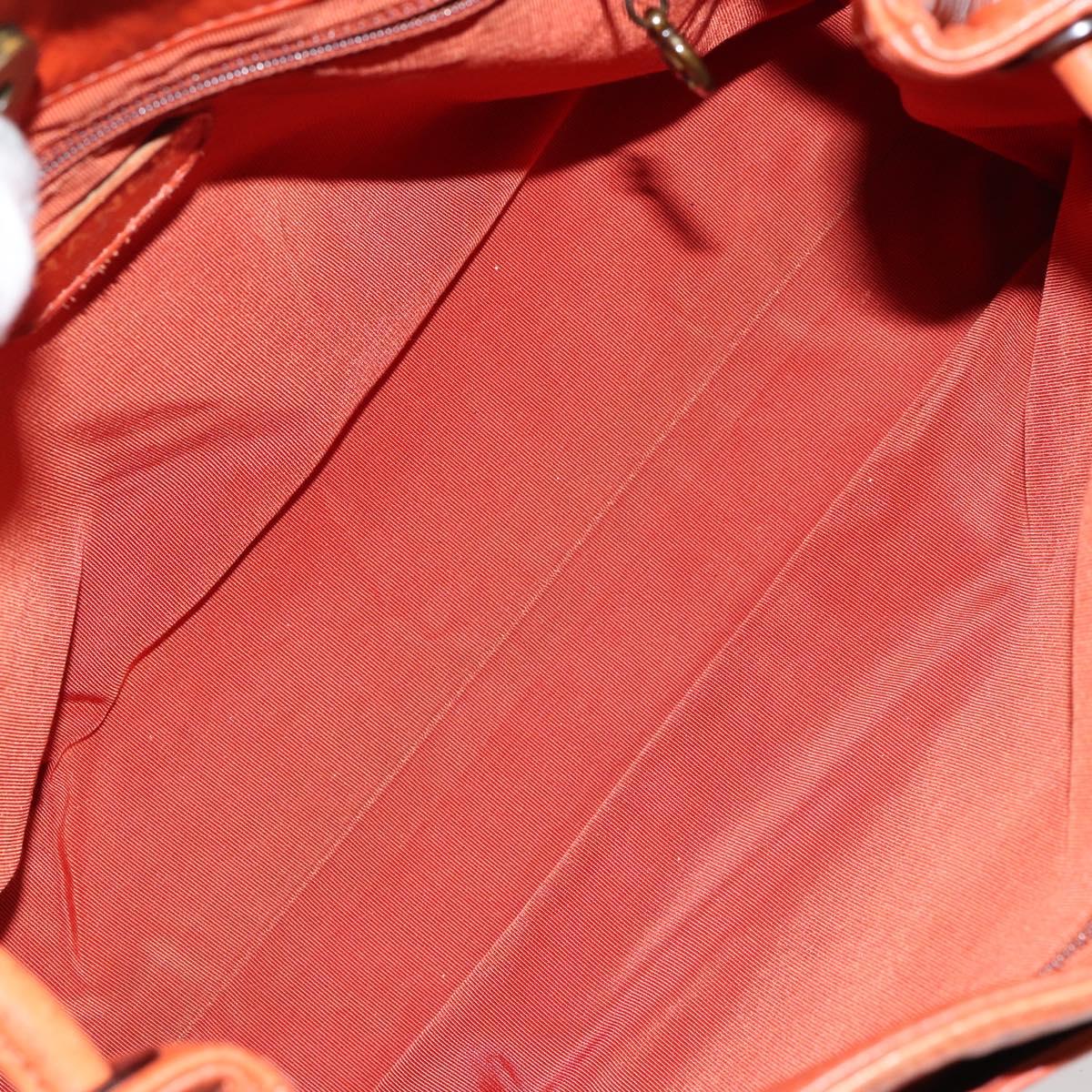 CHANEL COCO Mark Shoulder Bag Leather Orange CC Auth BA6550