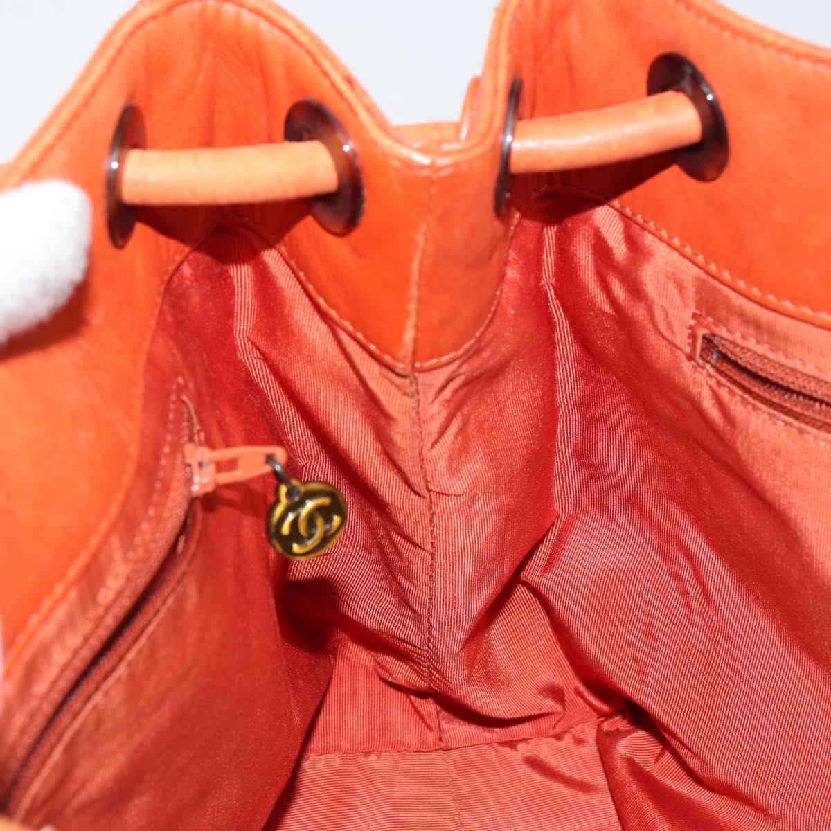 CHANEL COCO Mark Shoulder Bag Leather Orange CC Auth BA6550