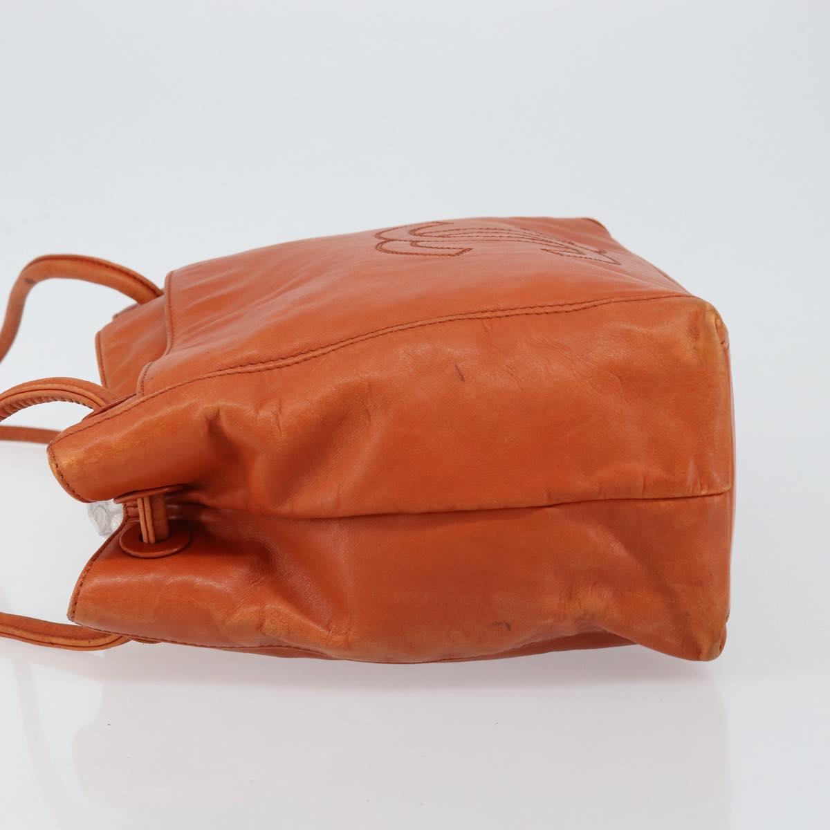 CHANEL COCO Mark Shoulder Bag Leather Orange CC Auth BA6550