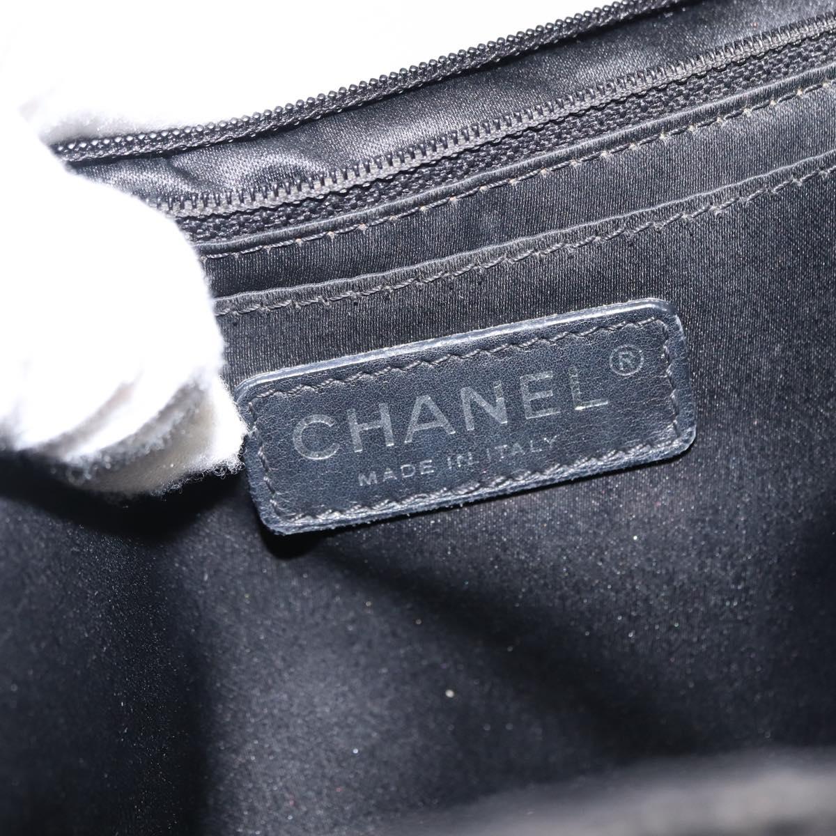 CHANEL Chain Shoulder Bag Enamel Black Silver CC Auth BA6553