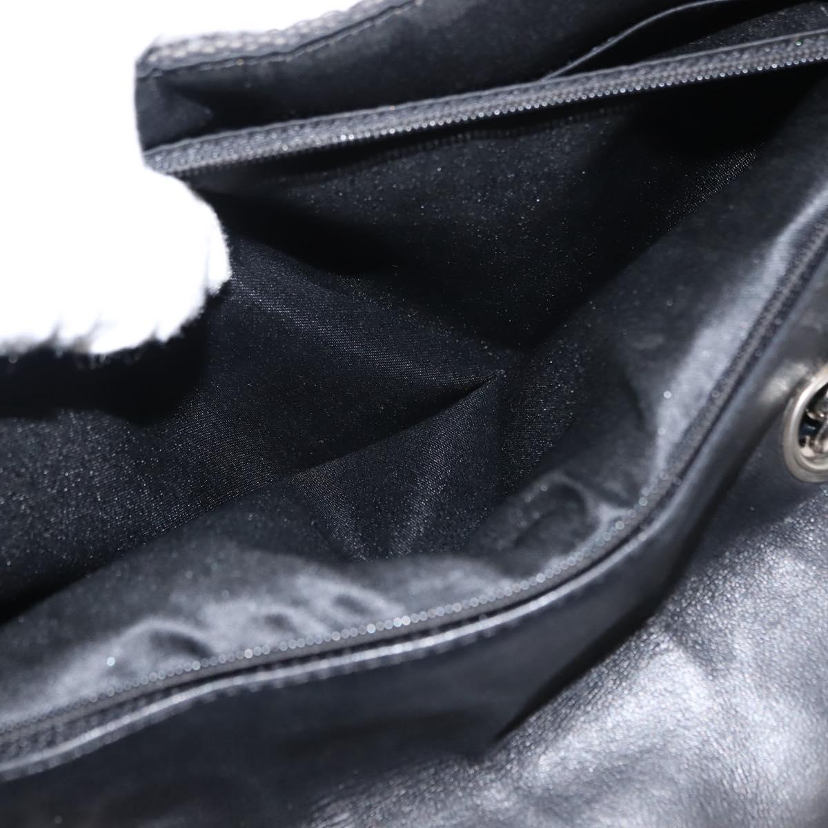 CHANEL Chain Shoulder Bag Enamel Black Silver CC Auth BA6553