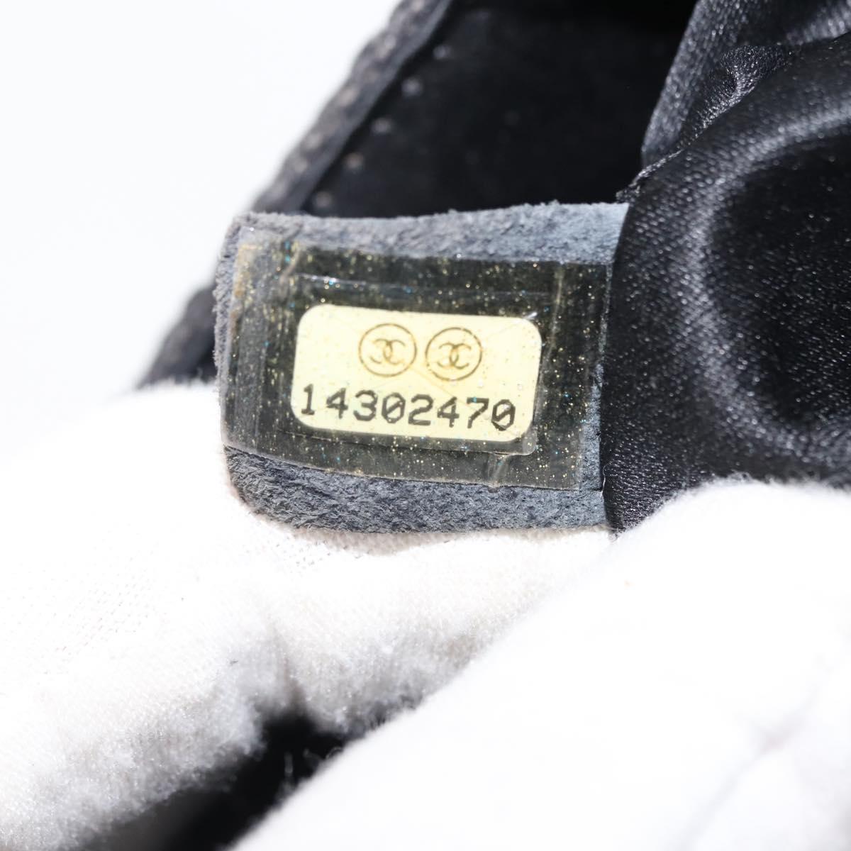 CHANEL Chain Shoulder Bag Enamel Black Silver CC Auth BA6553