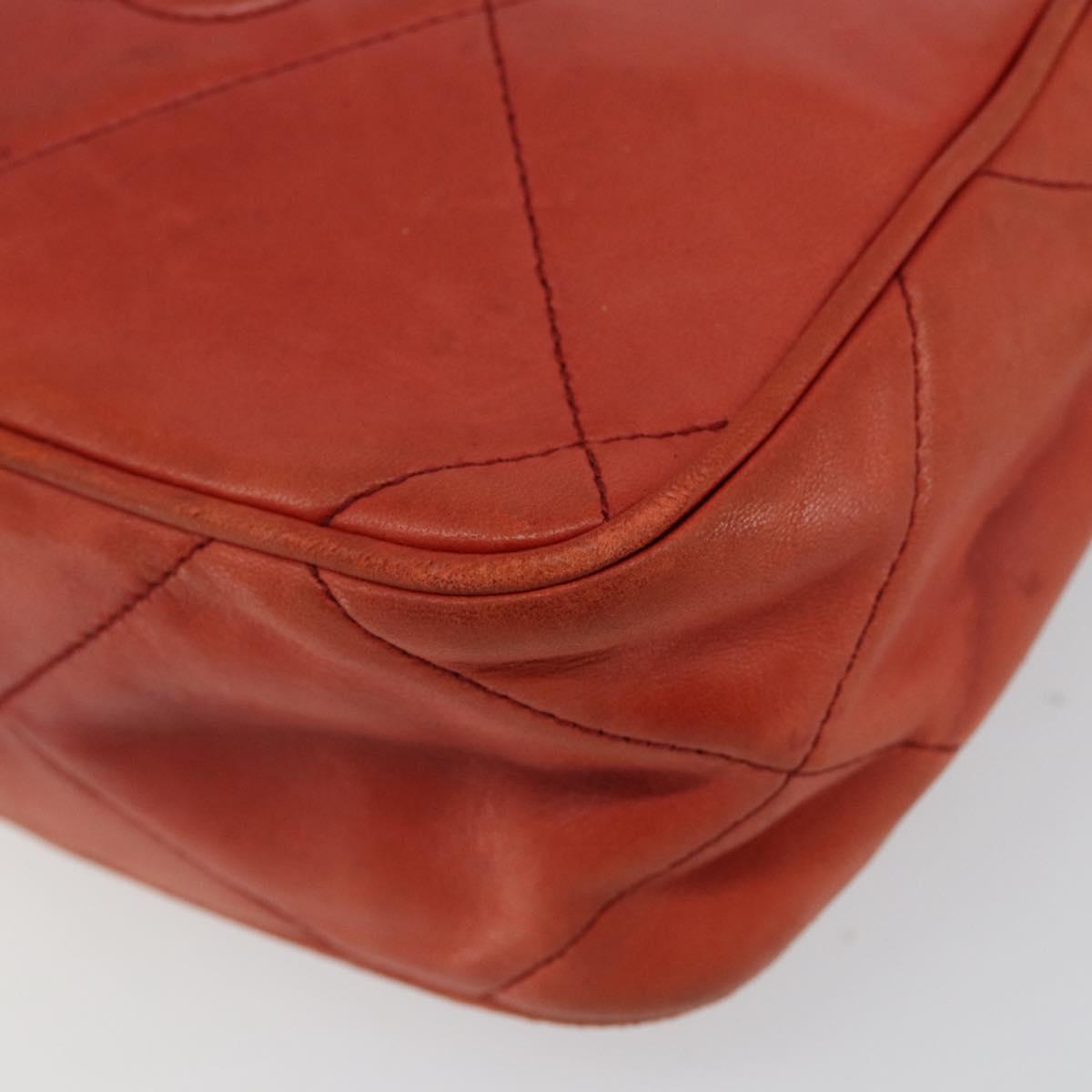 CHANEL Lamb Skin Shoulder Bag Red Gold CC Auth BA6554