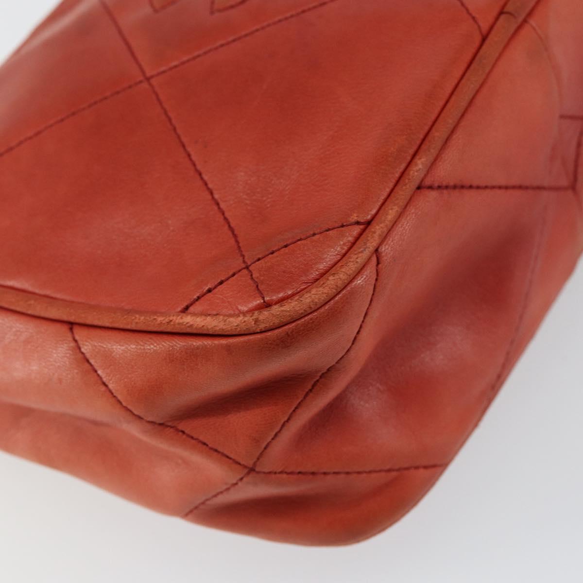 CHANEL Lamb Skin Shoulder Bag Red Gold CC Auth BA6554