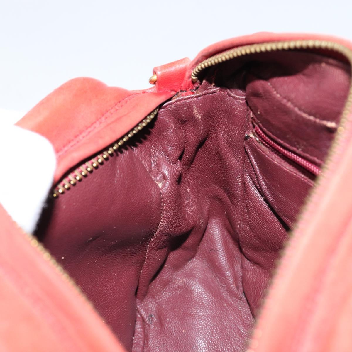 CHANEL Lamb Skin Shoulder Bag Red Gold CC Auth BA6554