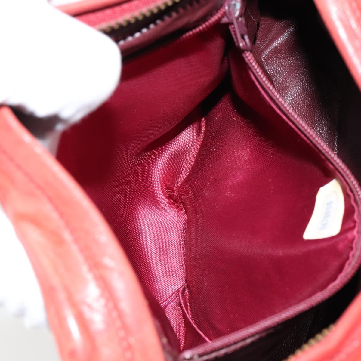 CHANEL Lamb Skin Shoulder Bag Red Gold CC Auth BA6554