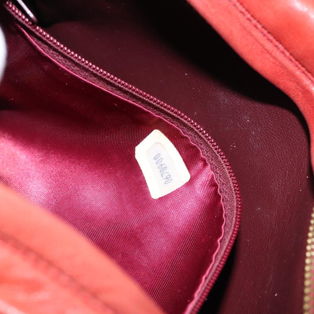 CHANEL Lamb Skin Shoulder Bag Red Gold CC Auth BA6554