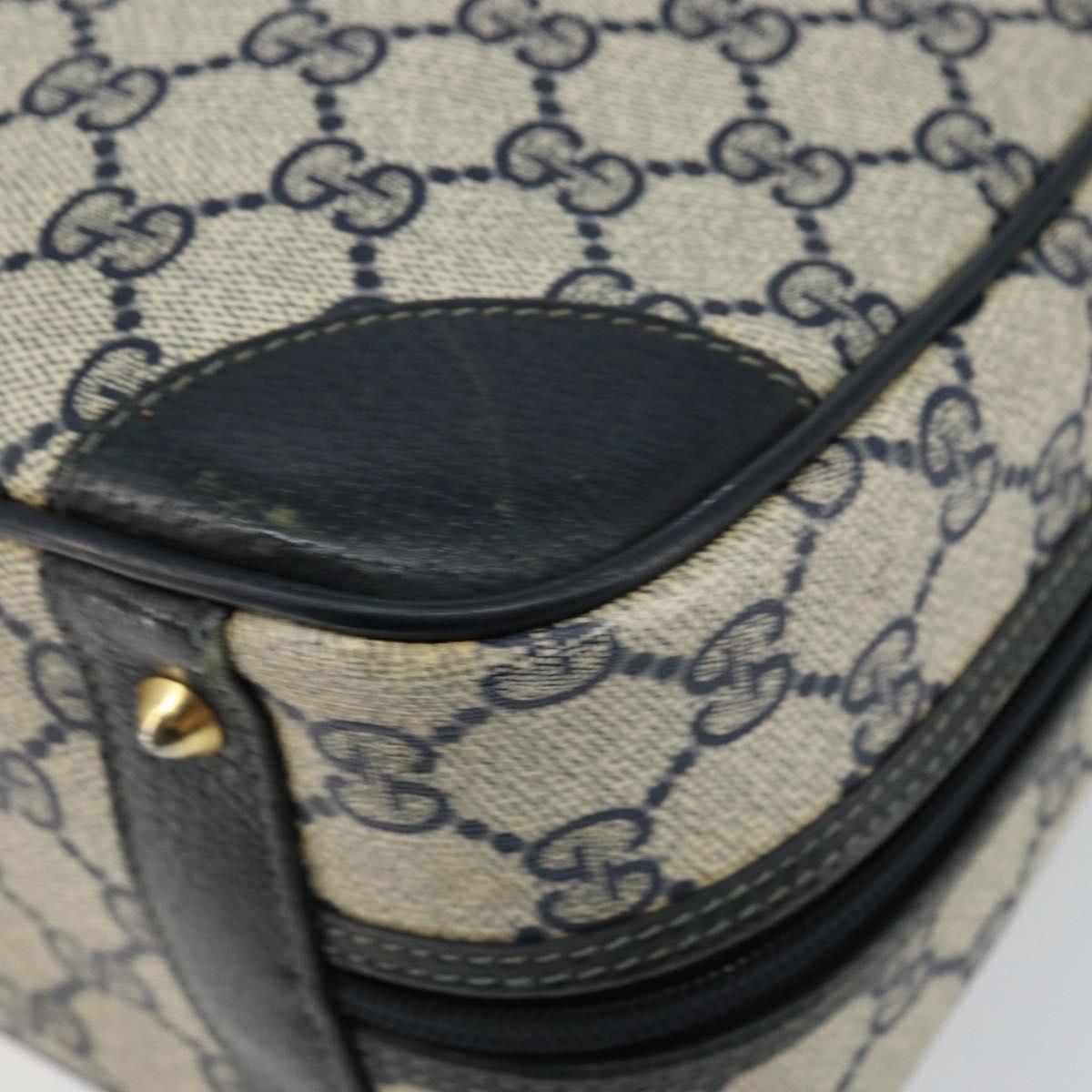 GUCCI GG Supreme Hand Bag PVC Navy Gold 000 58 0090 Auth BA6556