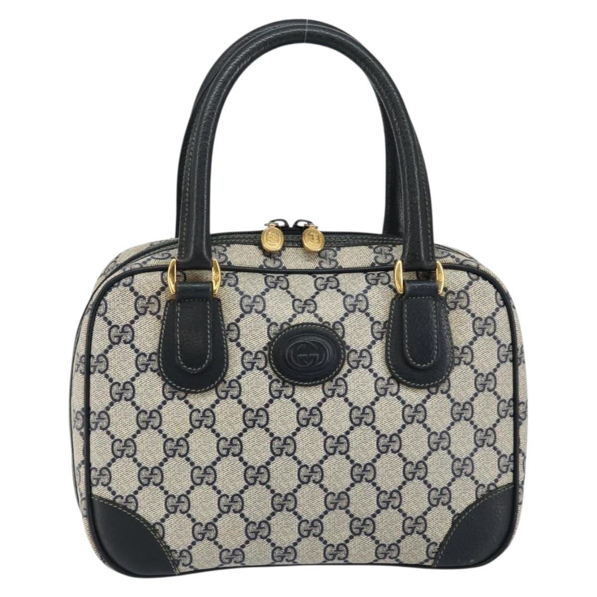 GUCCI GG Supreme Hand Bag PVC Navy Gold 000 58 0090 Auth BA6556