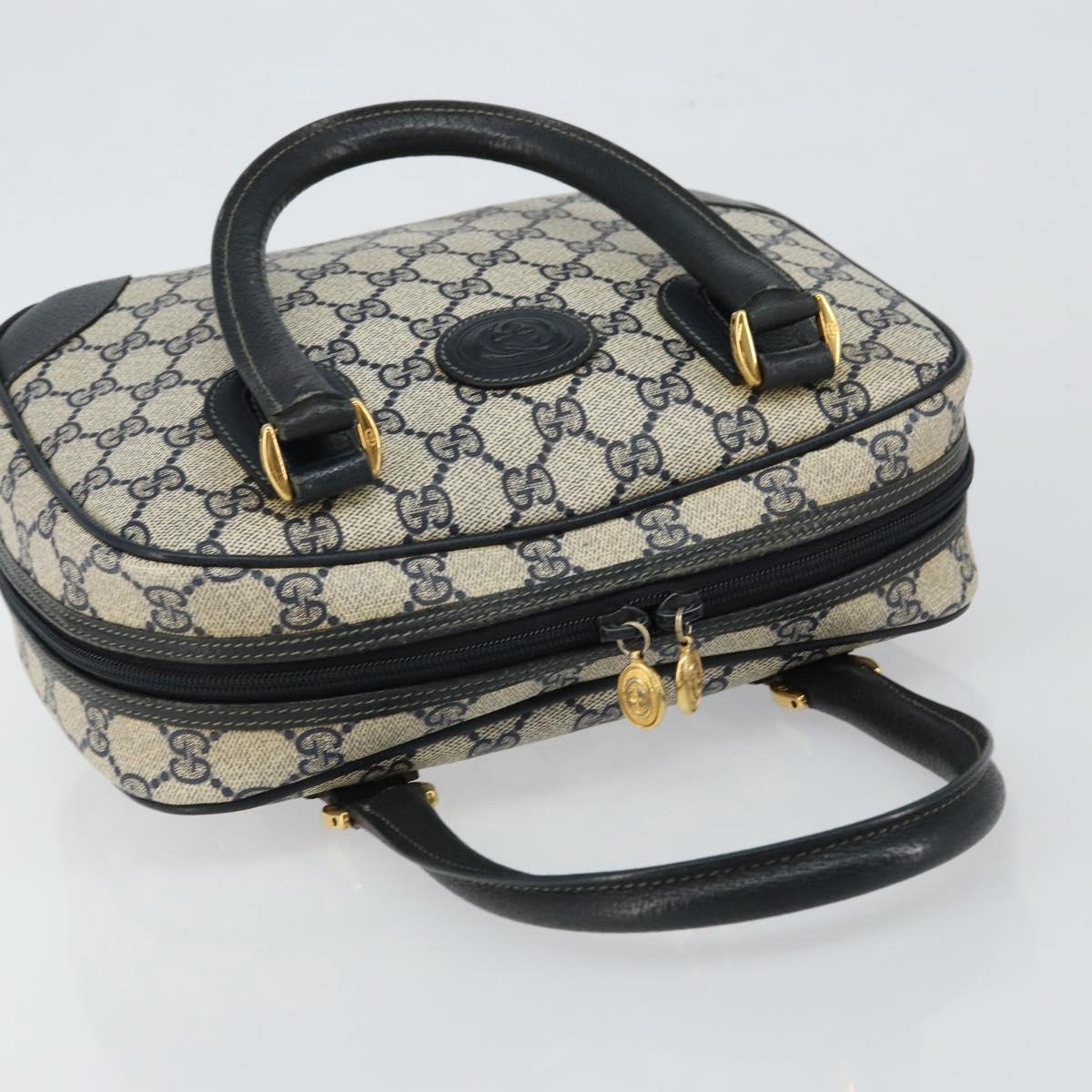 GUCCI GG Supreme Hand Bag PVC Navy Gold 000 58 0090 Auth BA6556
