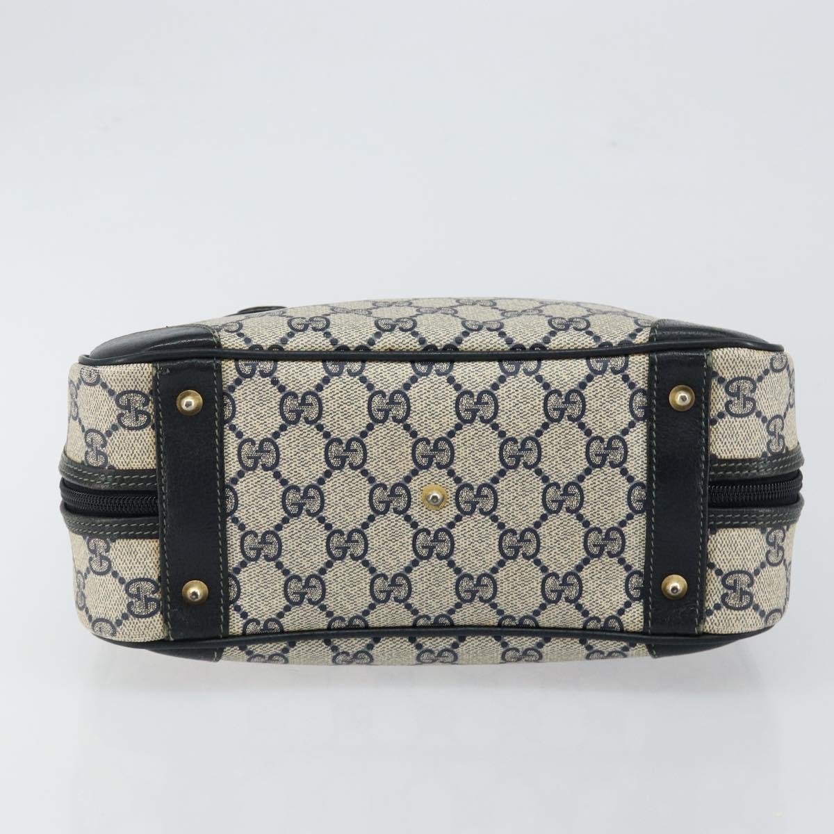 GUCCI GG Supreme Hand Bag PVC Navy Gold 000 58 0090 Auth BA6556