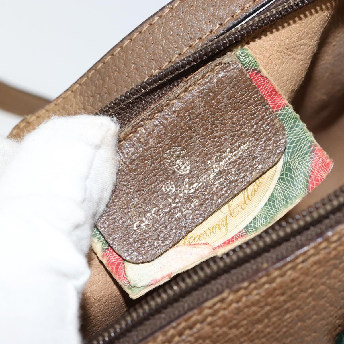 GUCCI GG Supreme Web Sherry Line Bag PVC Beige Gold 89 02 018 Auth BA6558