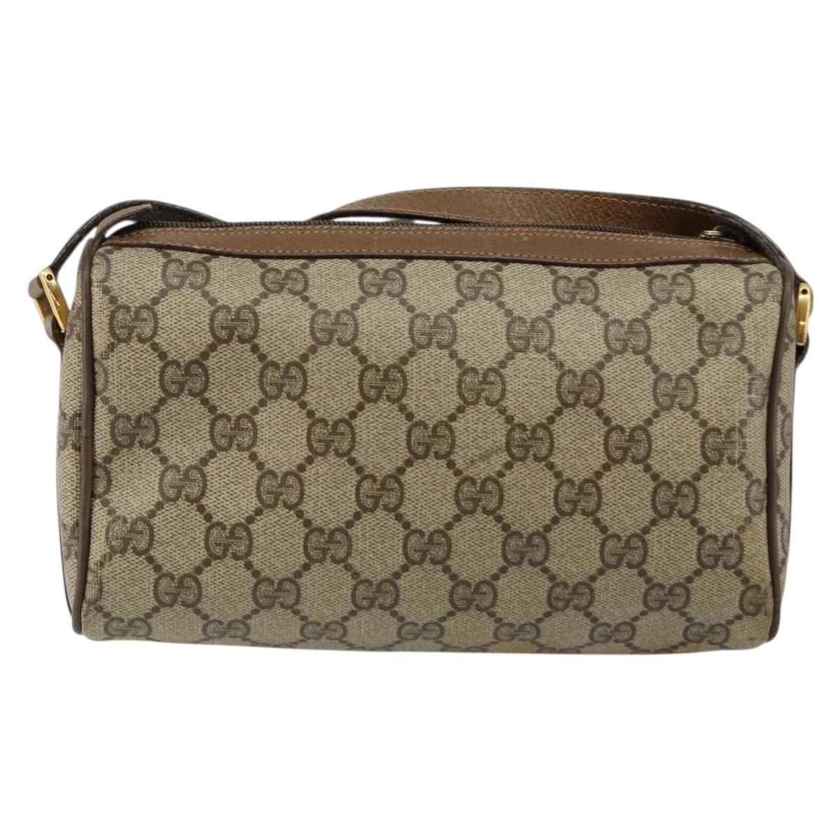 GUCCI GG Supreme Web Sherry Line Bag PVC Beige Gold 89 02 018 Auth BA6558