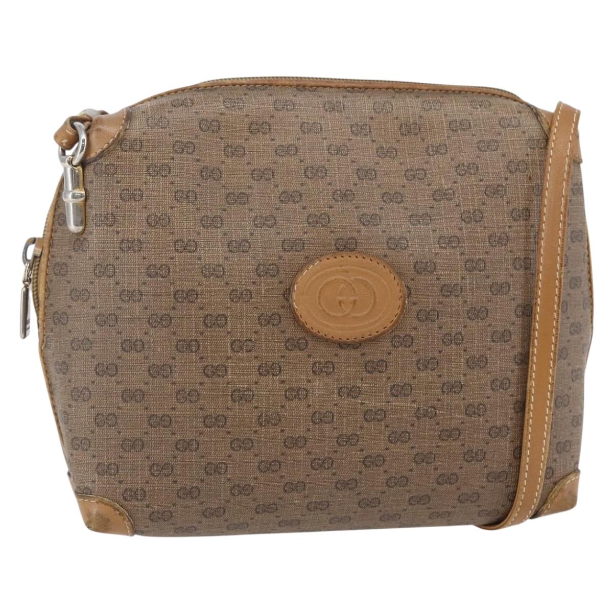 GUCCI Micro GG Supreme Shoulder Bag PVC Brown Gold 007 104 4916 Auth BA6559