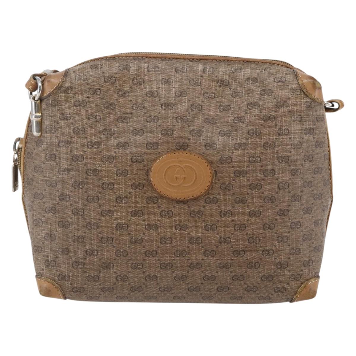GUCCI Micro GG Supreme Shoulder Bag PVC Brown Gold 007 104 4916 Auth BA6559