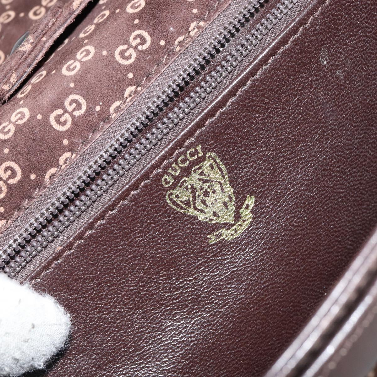 GUCCI Micro GG Canvas Chain Shoulder Bag Suede Brown Gold Auth BA6560