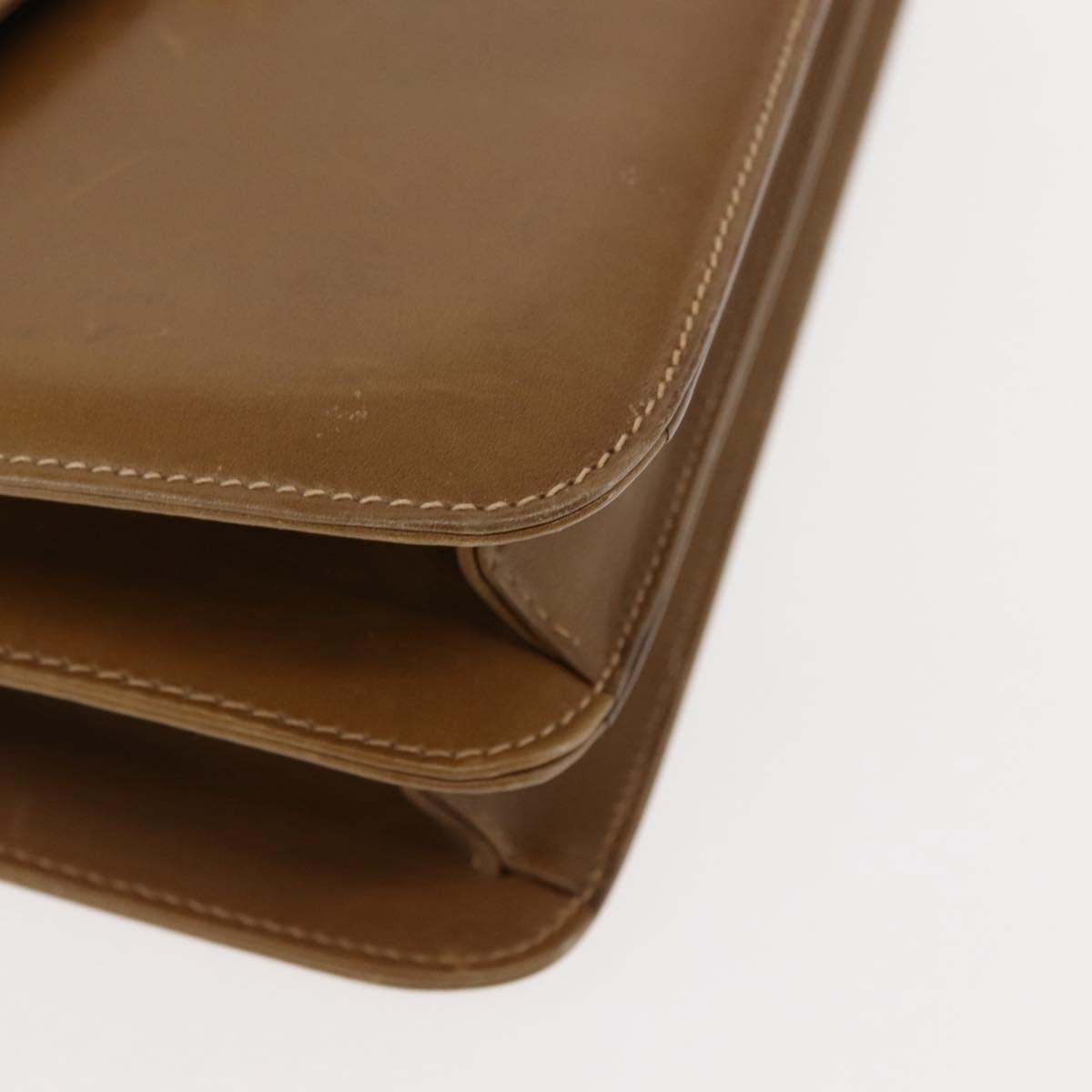 GUCCI Shoulder Bag Leather Brown Gold Auth BA6561