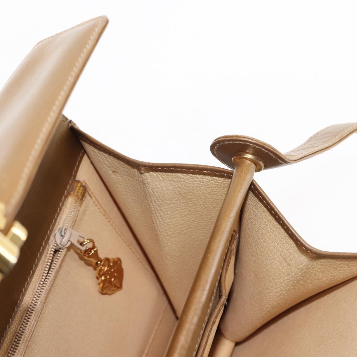 GUCCI Shoulder Bag Leather Brown Gold Auth BA6561