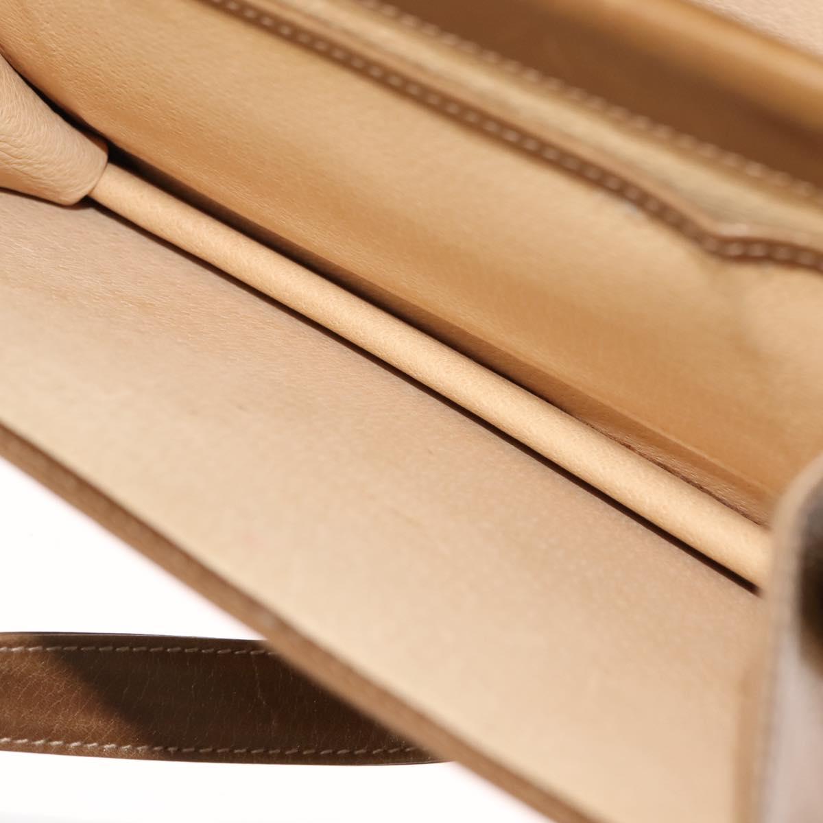 GUCCI Shoulder Bag Leather Brown Gold Auth BA6561