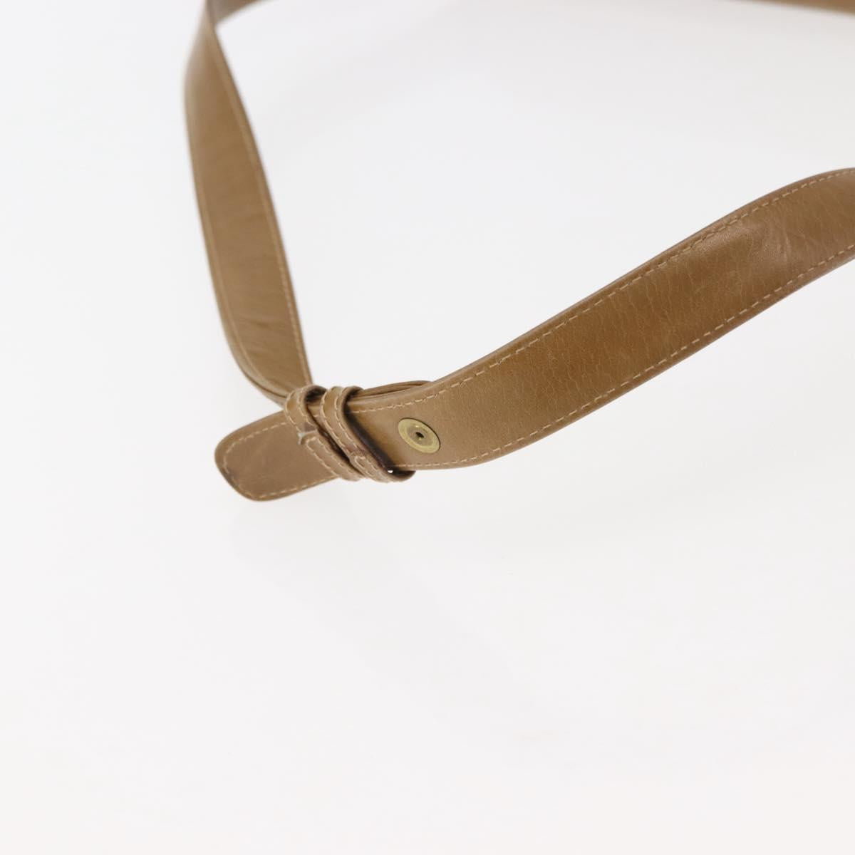 GUCCI Shoulder Bag Leather Brown Gold Auth BA6561