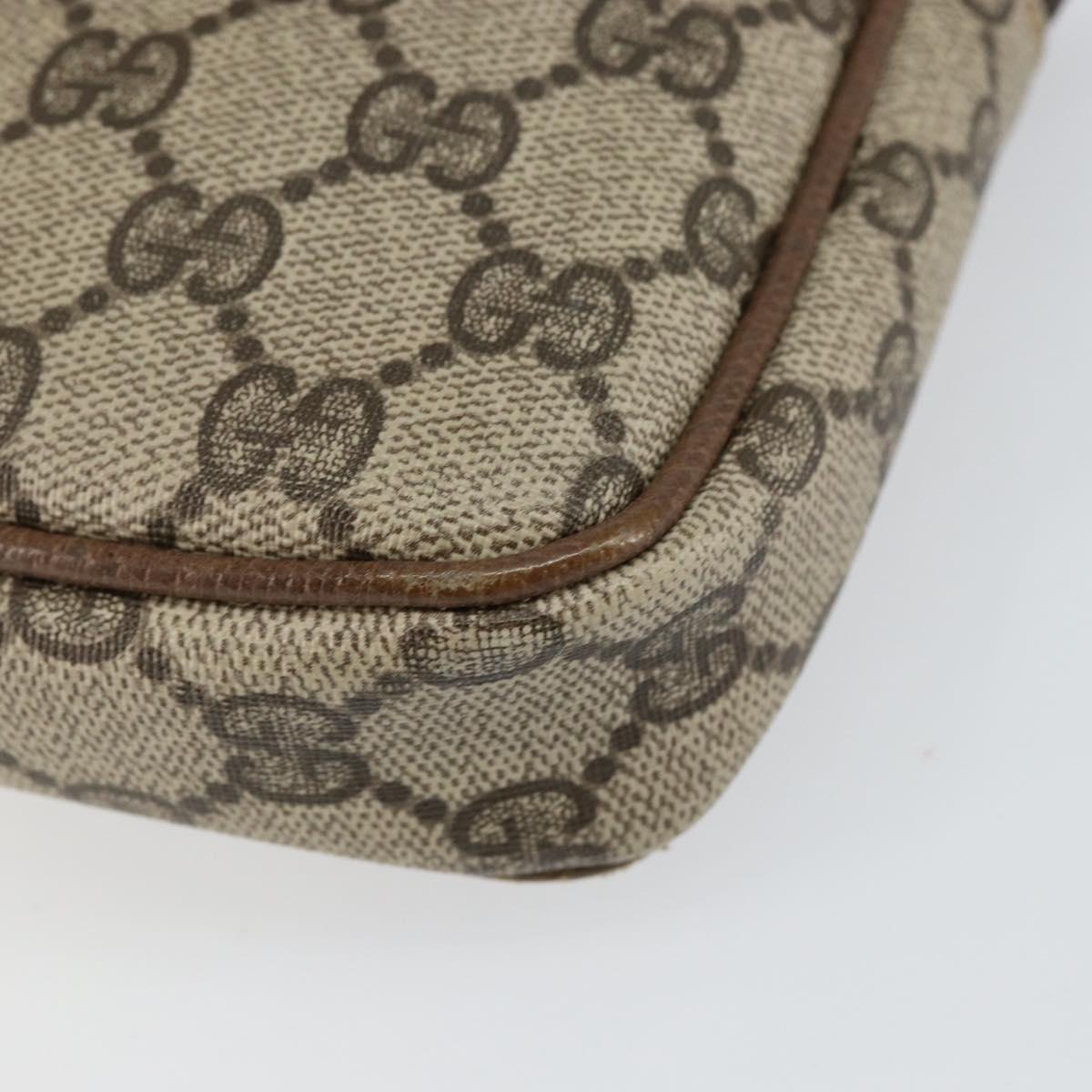 GUCCI GG Supreme Shoulder Bag PVC Beige Gold Auth BA6562