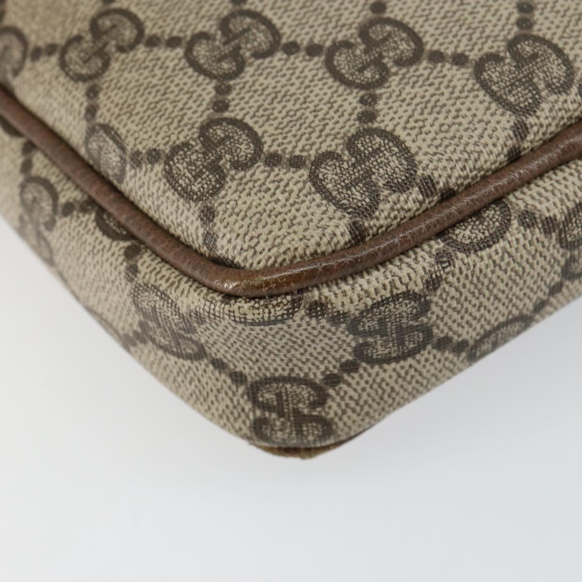 GUCCI GG Supreme Shoulder Bag PVC Beige Gold Auth BA6562