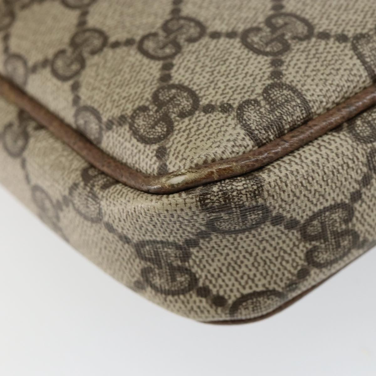 GUCCI GG Supreme Shoulder Bag PVC Beige Gold Auth BA6562