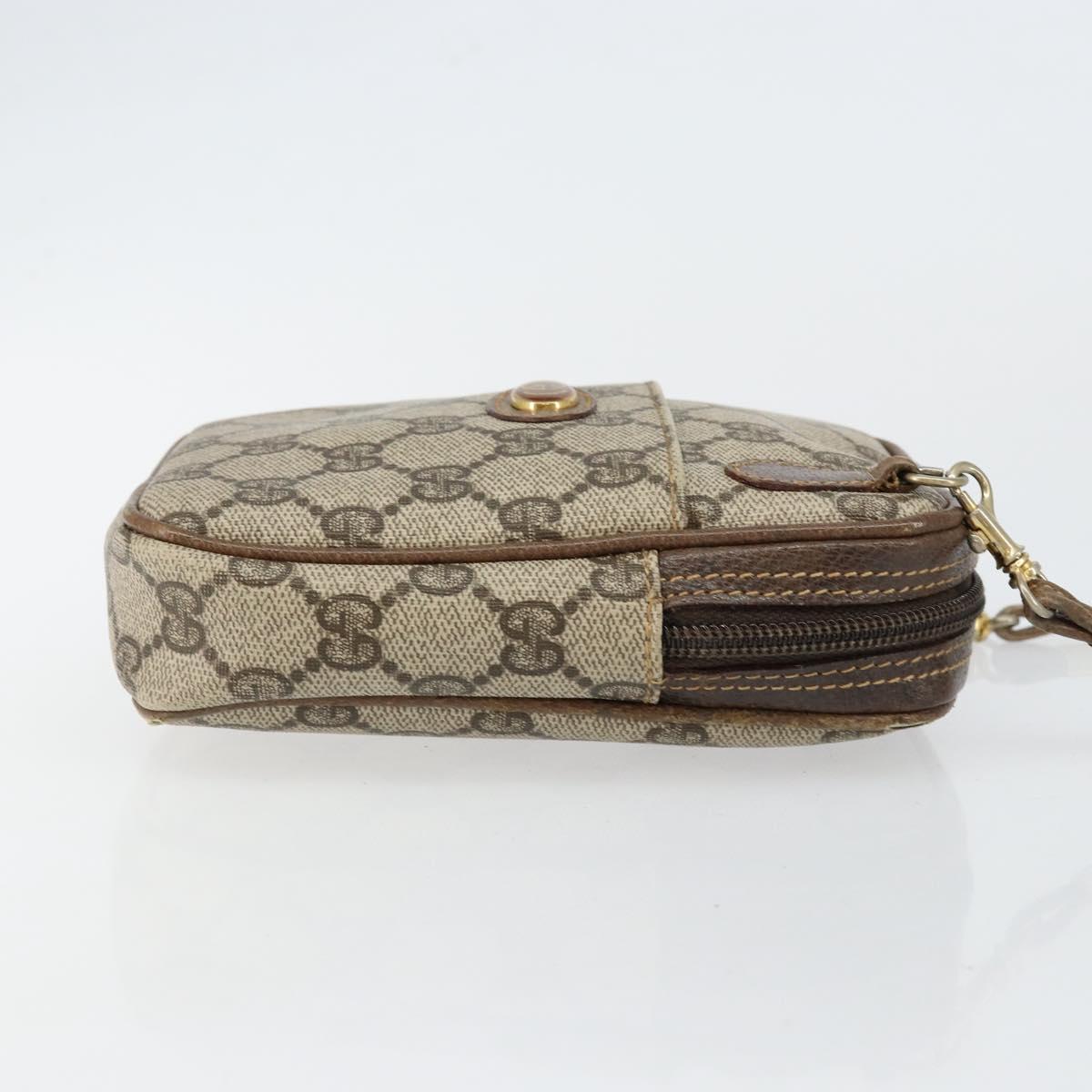 GUCCI GG Supreme Shoulder Bag PVC Beige Gold Auth BA6562