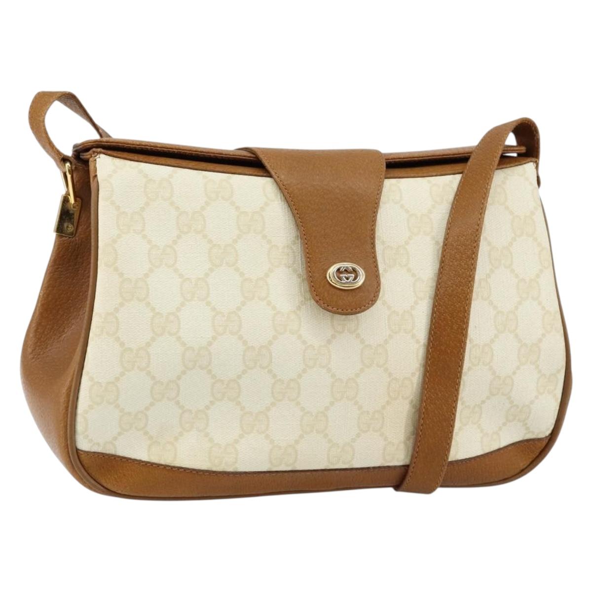 GUCCI GG Supreme Shoulder Bag PVC Beige Gold 116 02 076 Auth BA6563