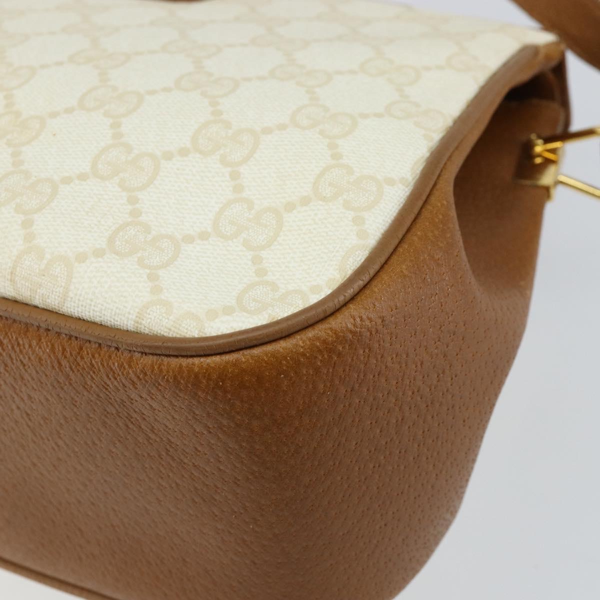 GUCCI GG Supreme Shoulder Bag PVC Beige Gold 116 02 076 Auth BA6563