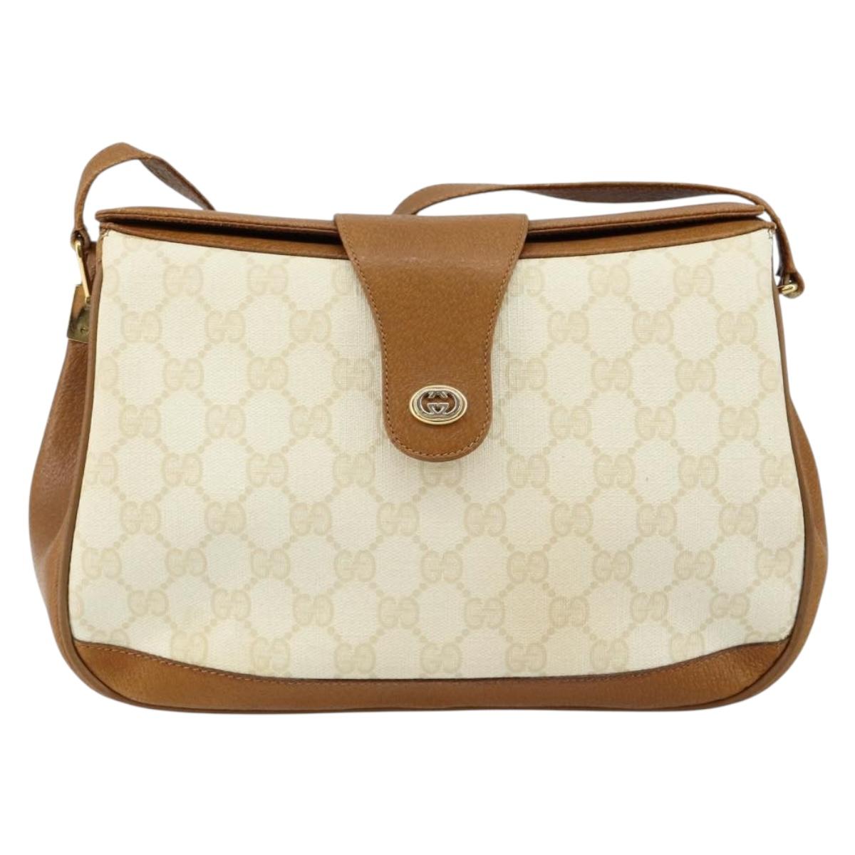 GUCCI GG Supreme Shoulder Bag PVC Beige Gold 116 02 076 Auth BA6563