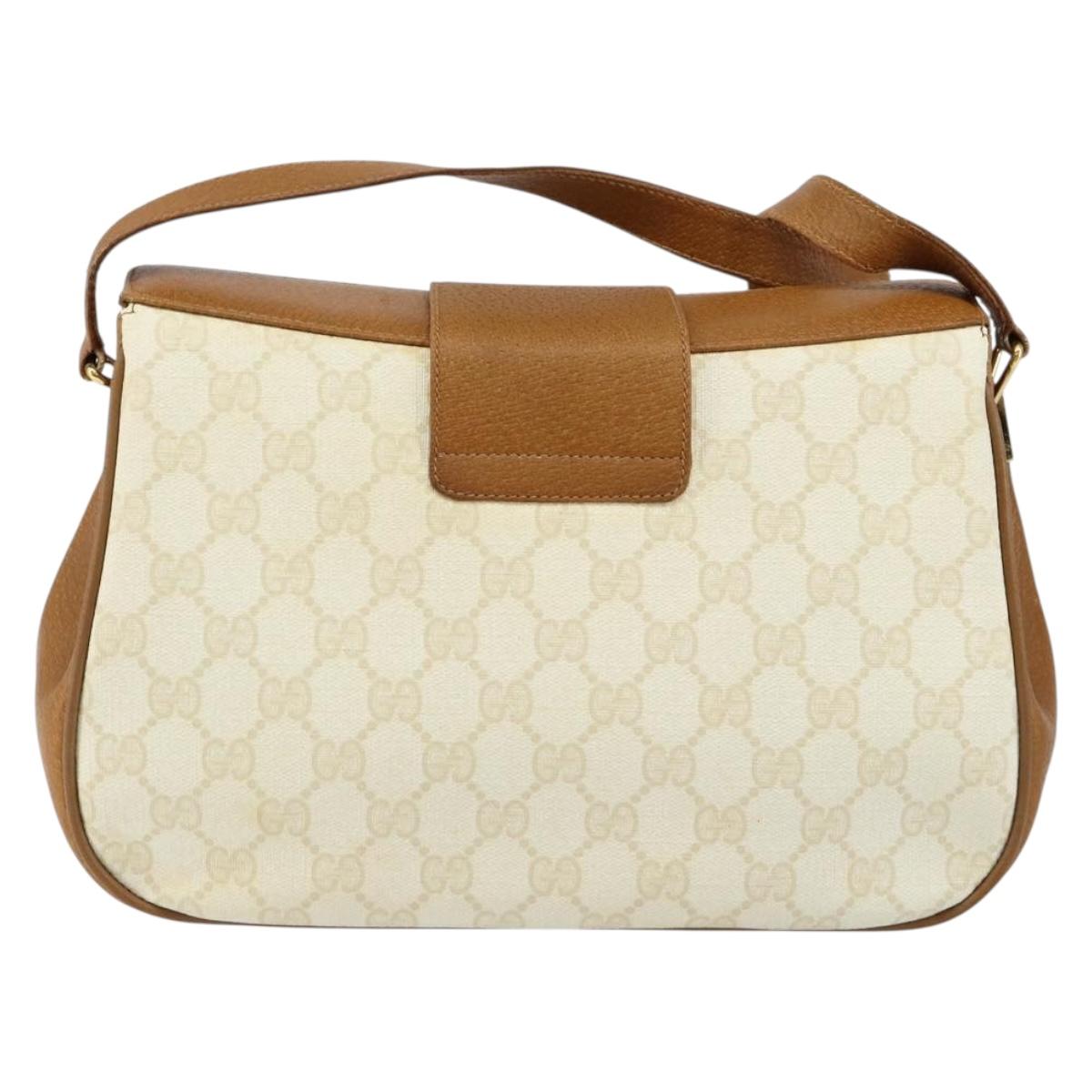 GUCCI GG Supreme Shoulder Bag PVC Beige Gold 116 02 076 Auth BA6563